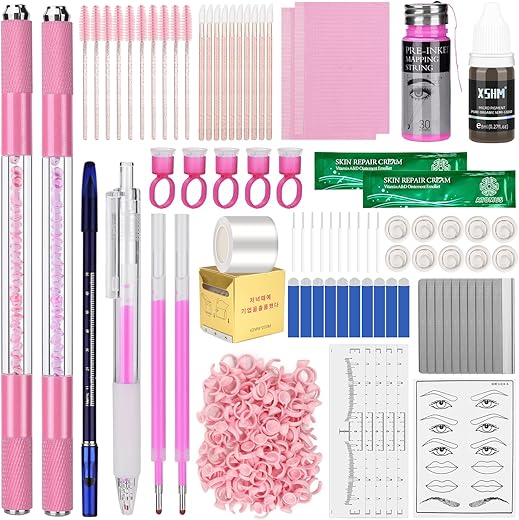 ATOMUS Pink Microblading Kit Complete Semi Permanent Tattoo Tool Professional 2pcs 18U 3RL Manual Eyebrow Pencil Tattoo Supplies