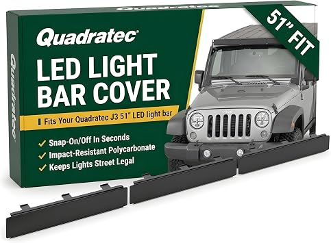 Quadratec J5 51" LED Light Bar Cover - Snap-On Polycarbonate LED Light Guard Without Amber Halo Cut Outs