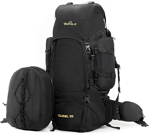Miniatura 8 de Tripole Colonel Mochila de 95 Litros + Paquete de Día Desmontable, Negro