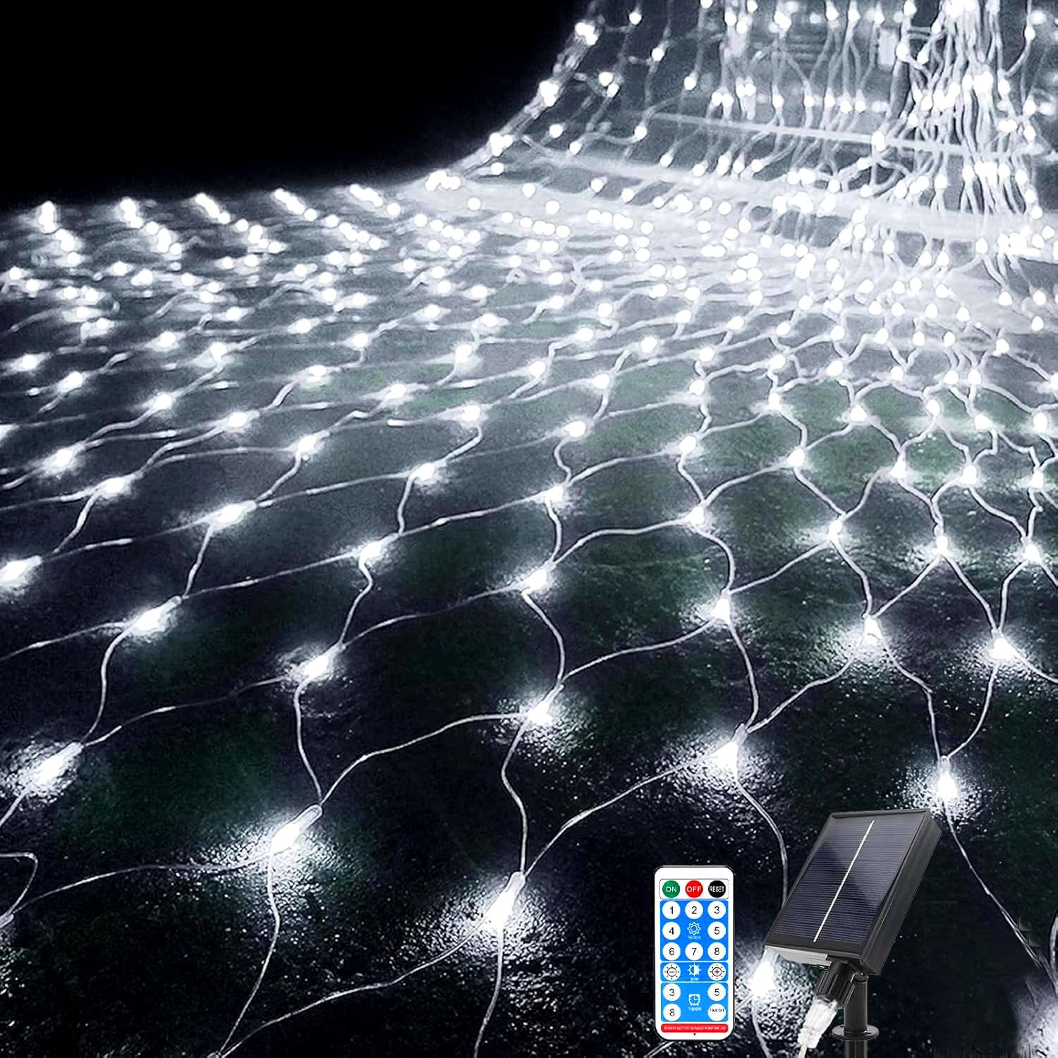 Kousee LED Solar Net Light, 1.5Mx1.5M Mesh Fairy String Lights