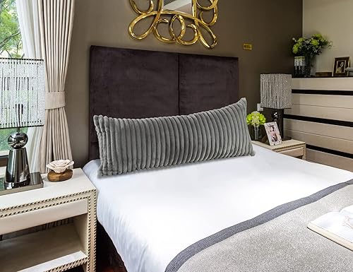 Miniatura 3 de PANOD Fundas de almohada de cuerpo completo de piel sintética súper suave de 21 x 54 pulgadas, fundas de almohada largas de felpa de lujo con rayas