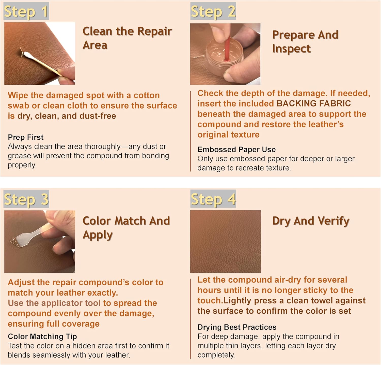 21Pcs Leather & Vinyl Repair Kit | Repairs Tears, Holes, Scratches & Peeling on Furniture, Car Seats & Jackets | Fast Application, Mixable Colors, All Leather Types - Image 4