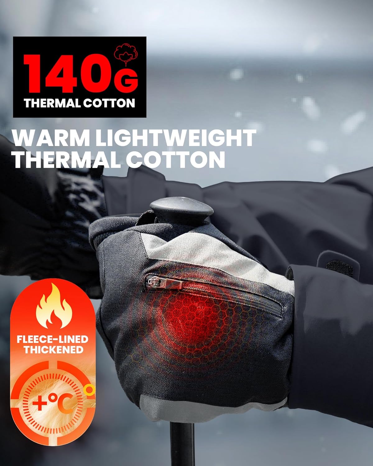 OutdoorMaster Ski Snow Mittens for Women & Men, Thermal Snowboard Ski Gloves Screen Touch, Warm Winter Anti-Slip Waterproof with Double-Pocket for Cold Weather Sports, Skiing, Snowboarding - Image 2