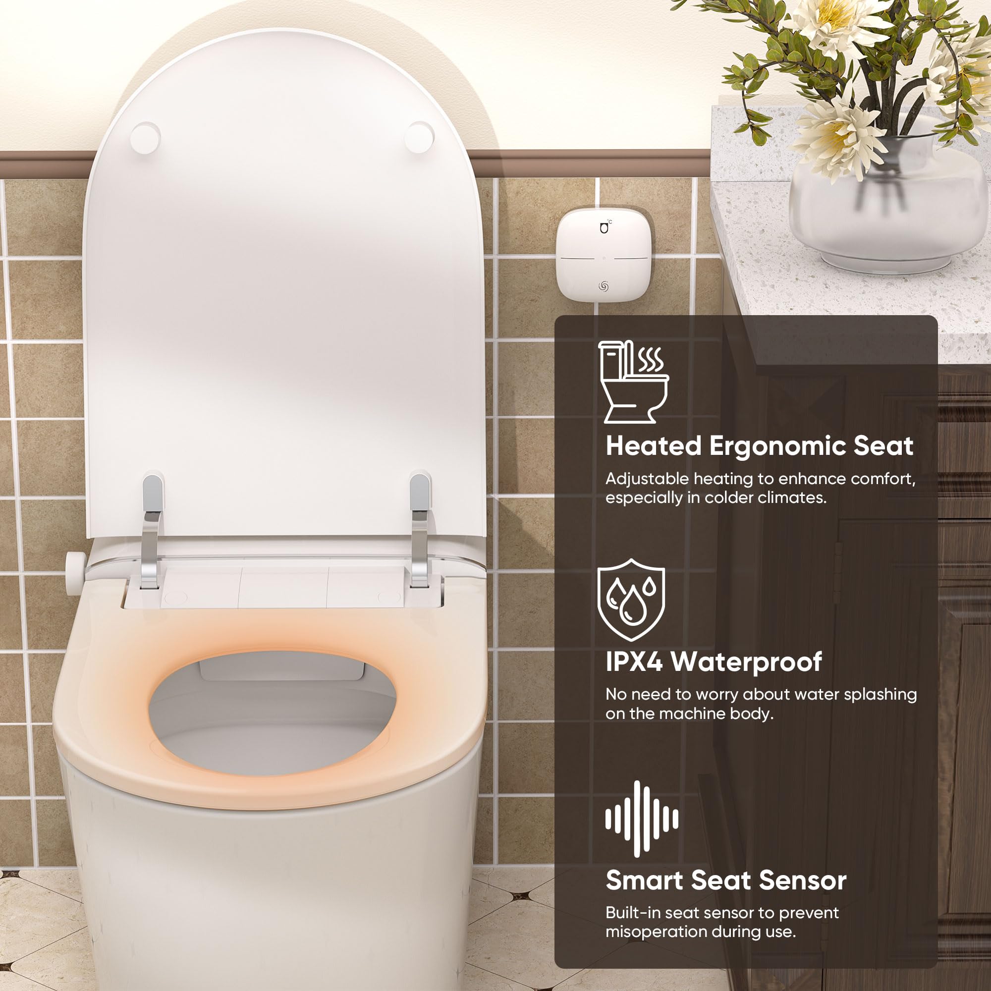 BATHKITY Smart Toilet, One Piece Toilet for Bathrooms, Modern