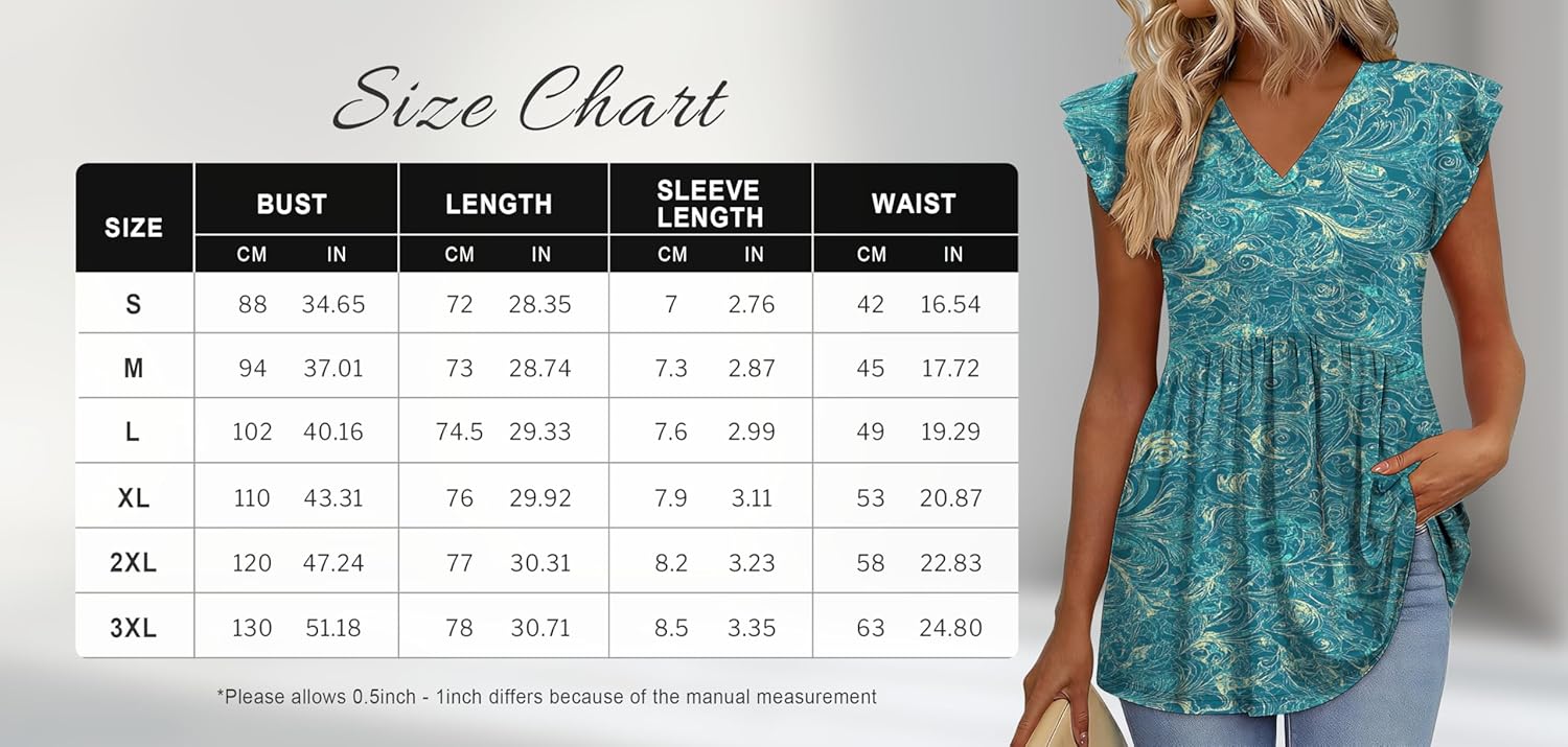 Womens Blouses Loose Fit Dressy Casual V Neck Cap Sleeve Tops for Women - Image 3