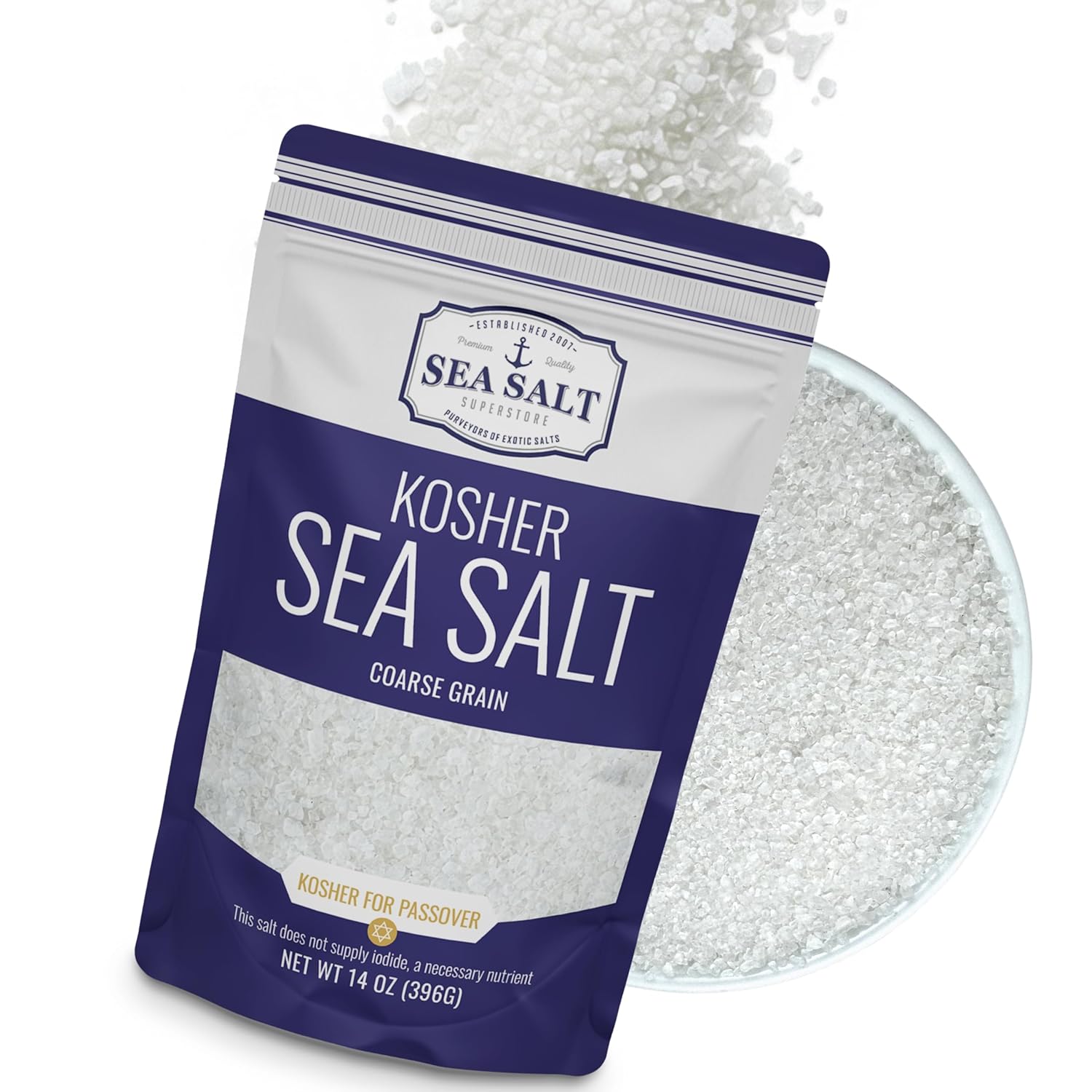 Sal Kosher Gruesa para Molino, No Yodada, 397 g