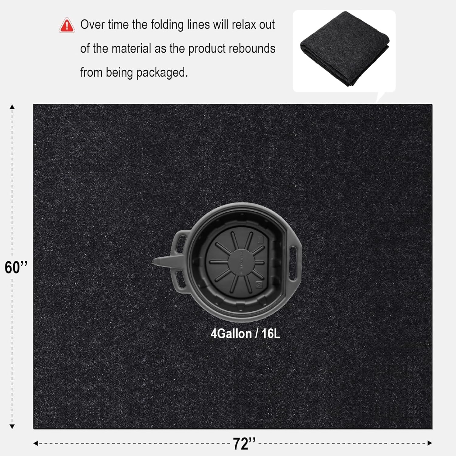 ZugGear Heavy Duty Oil Spill Mat, Garage Floor Mat for Under Car, Premium Oil Absorbent Pads, Reusable, Slip-Resistant, Waterproof Rubber Backing Contains Liquids, Protects Garage Floor(XXL-60''x72'')