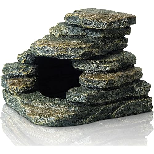 FEDOUR Aquarium Ornaments, Aquarium Mini Skull Skeleton/Aquarium Mini Castle/Aquarium Hippon Cave/Aquarium Rock Stone Cave Decoration, Fish Tank Decoration Landscape Hiding House (Rock Cave)