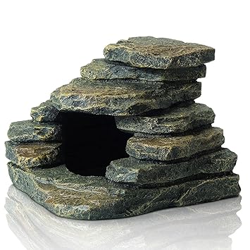 FEDOUR Aquarium Ornaments, Aquarium Mini Skull Skeleton/Aquarium Mini Castle/Aquarium Hippon Cave/Aquarium Rock Stone Cave Decoration, Fish Tank Decoration Landscape Hiding House (Rock Cave)