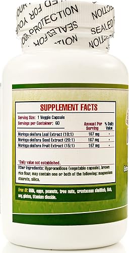 Miniatura 3 de Moringa en Capsulas naturales. Set de 2 frascos. Triple acción, extraida de la planta, fruta y semillas.Alto contenido de proteinas, vitaminas y