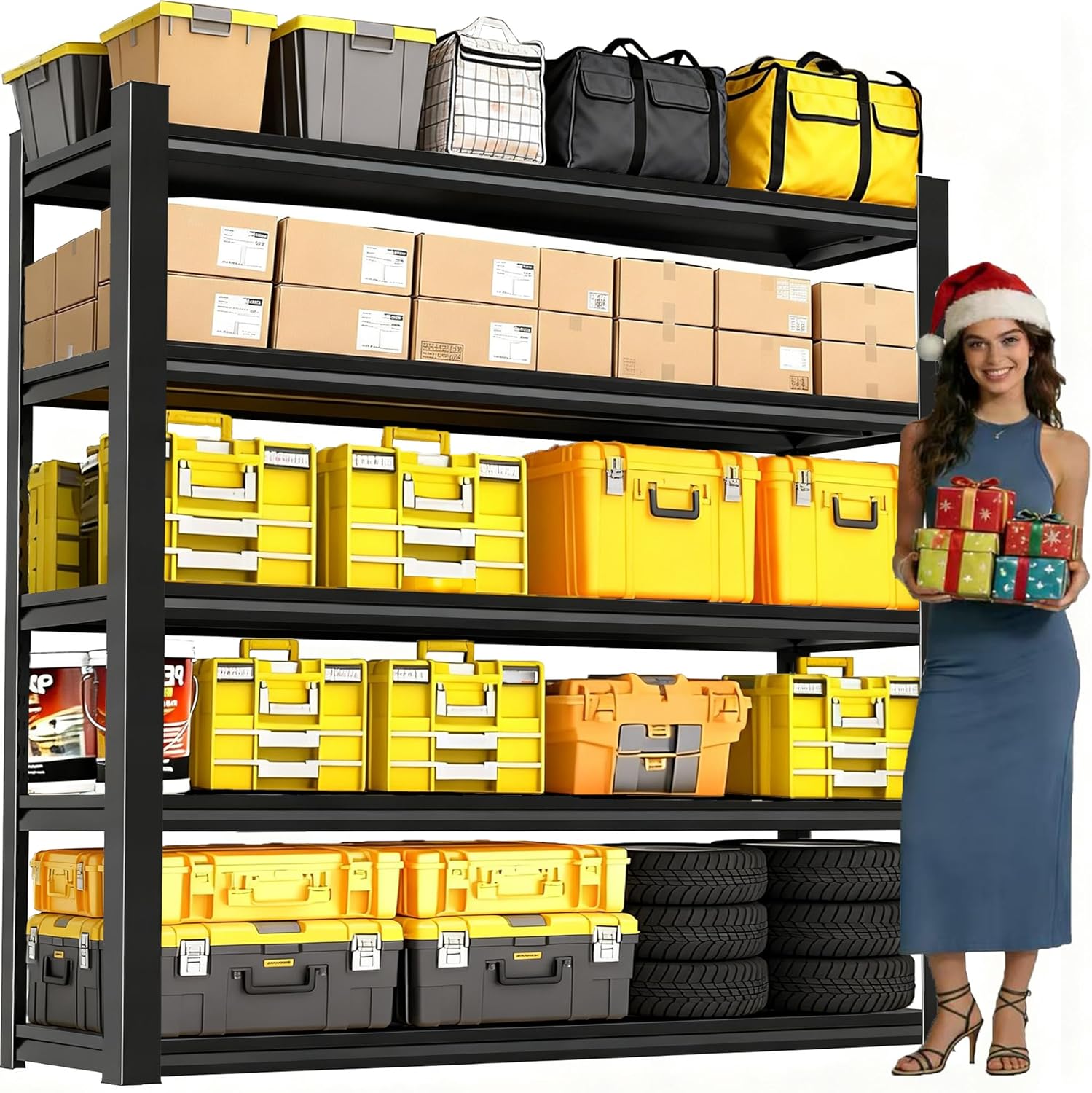 Garage Shelving, Metal Shelves for Storage,3000lbs Standing Shelves,Heavy Duty Shelving with Adjustable Shelf for Garage Kitchen Warehouse Pantry Basement (78×40×18in-5 Tier)