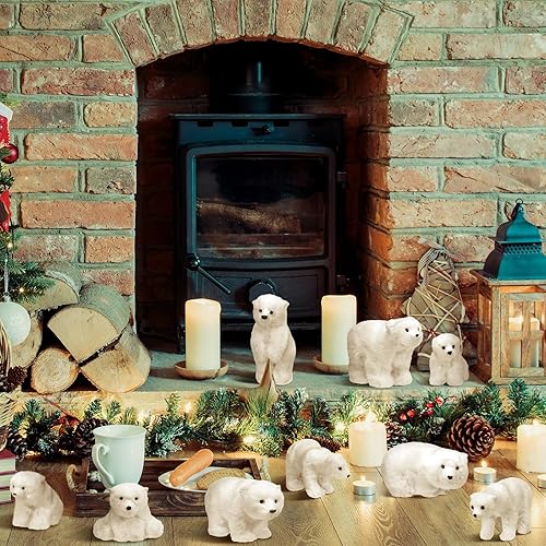 Miniatura 5 de Yinder Adorno navideño de oso polar blanco, adornos de Navidad rústicos y bonitos, decoración de oso polar colgante, decoraciones de Navidad,