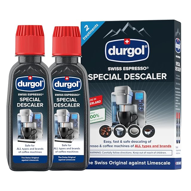 Durgol Swiss Espresso Descaler and Decalcifier for All Brands of Espresso Machines and Coffee Makers 4 2 Fluid