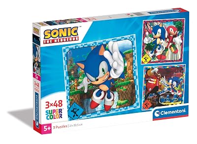 Puzzle Sonic The Hedgehog Supercolor 3x48 Pièces Format 32x22 cm Dès 5 Ans