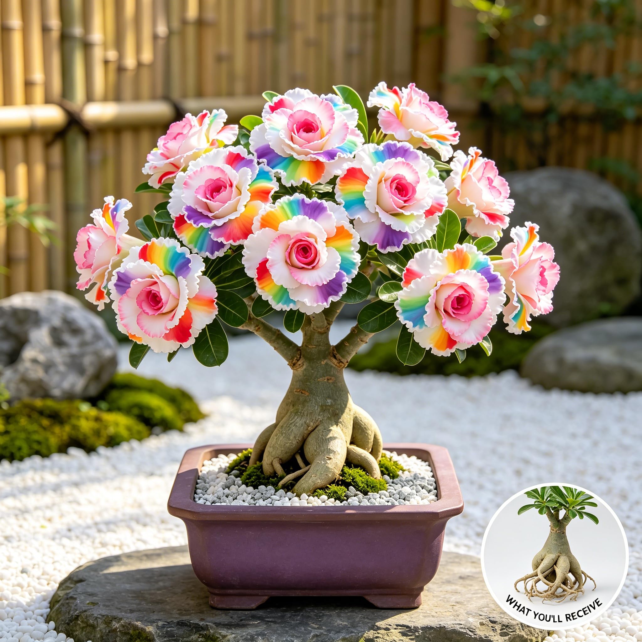 Rosa del desierto perenne resistente a las inclemencias, para decoración permanente de jardines exteriores-5bulbos-E