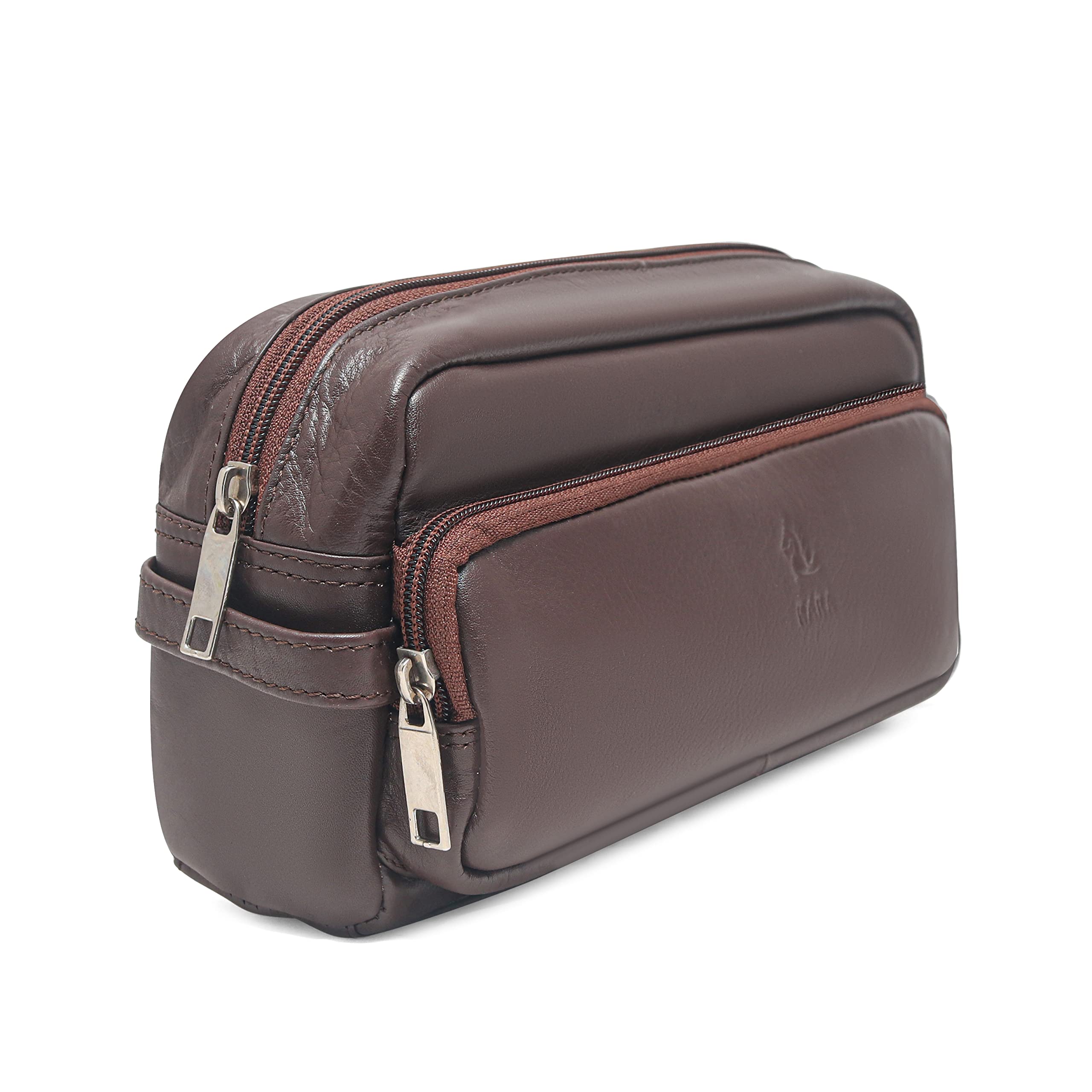 Tan Edward Genuine Leather Toiletry Traveling Bag | Unisex Travel Pouch, Shaving Kit & Makeup Organizer | Portable Cosmetic, Makeup & Toiletries Kit Bag for Men & Women, Stylish Makeup Pouch Bag-image-13