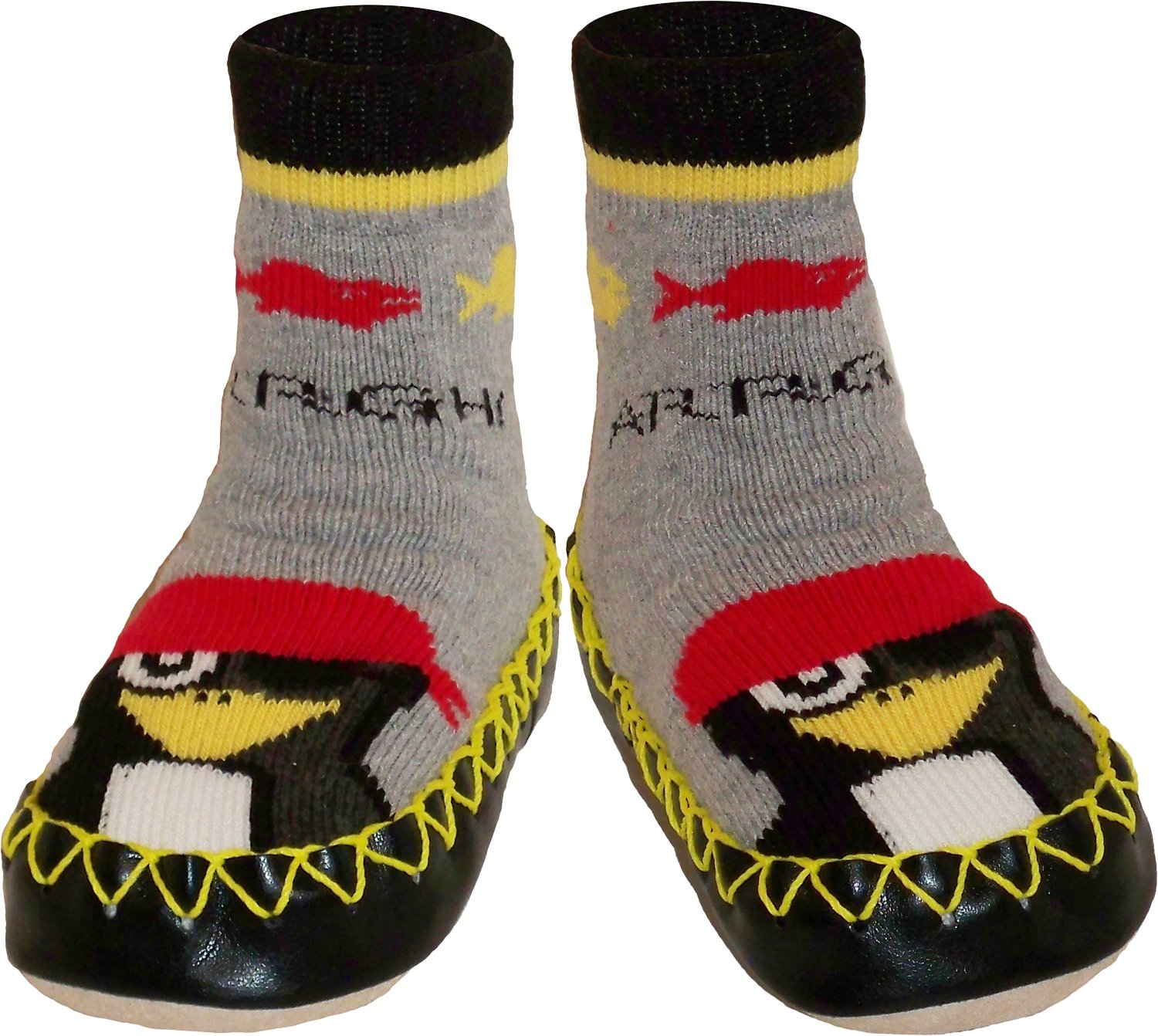 Konfetti Pirate Life Kids Swedish Moccasins House Slippers Shoes Grey