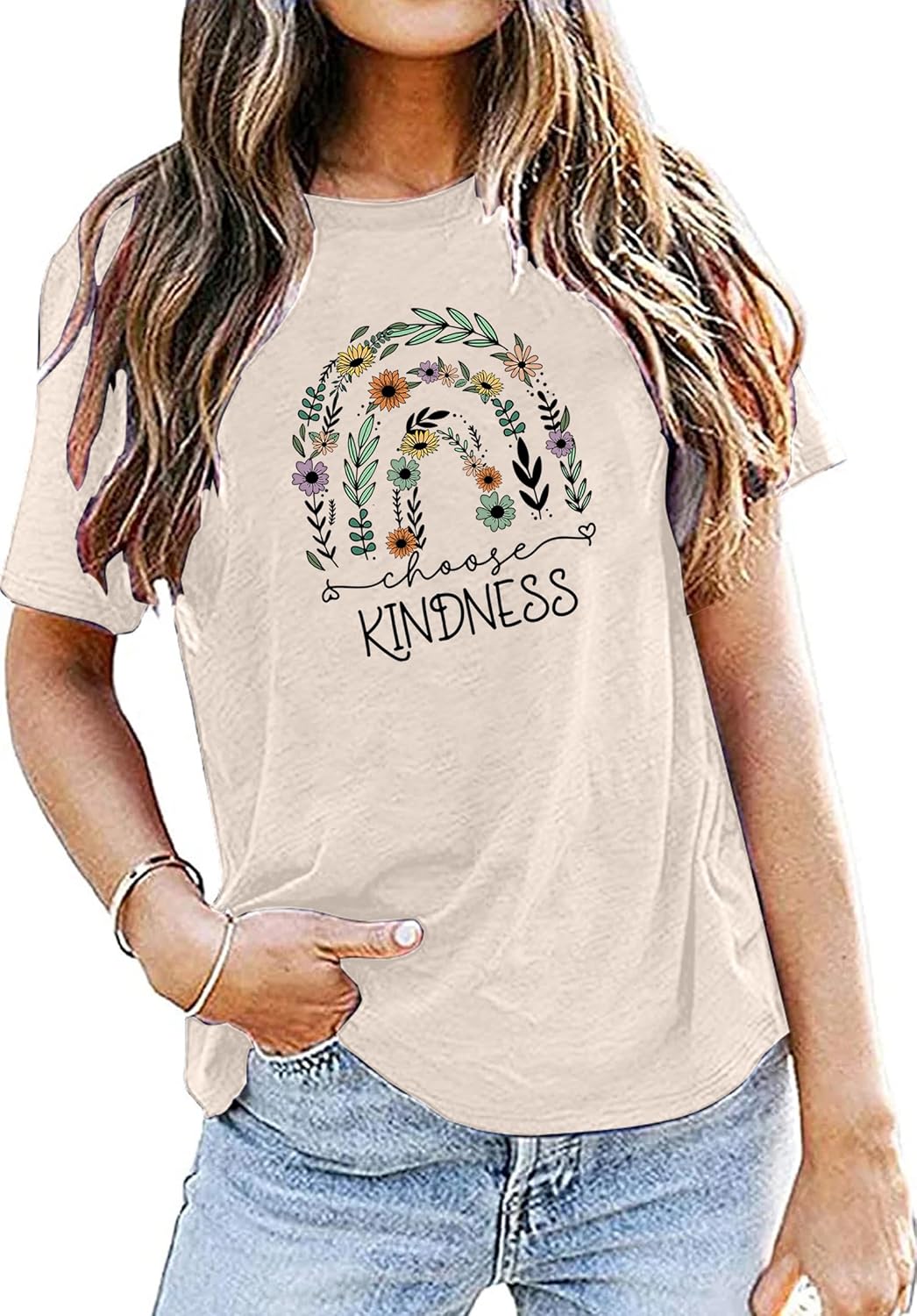 Women's Be Kind Shirt Graphic Tees Short Sleev Loose Fit Tshirts Cute Casual Summer Tops Teacher Shirts Beige L - Image 3