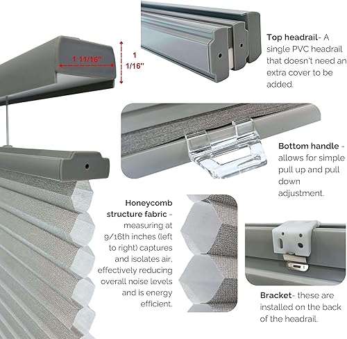 Miniatura 4 de Linen Avenue Persiana celular opaca de arriba hacia arriba sin cables, 23 pulgadas de ancho x 48 pulgadas de alto, color blanco