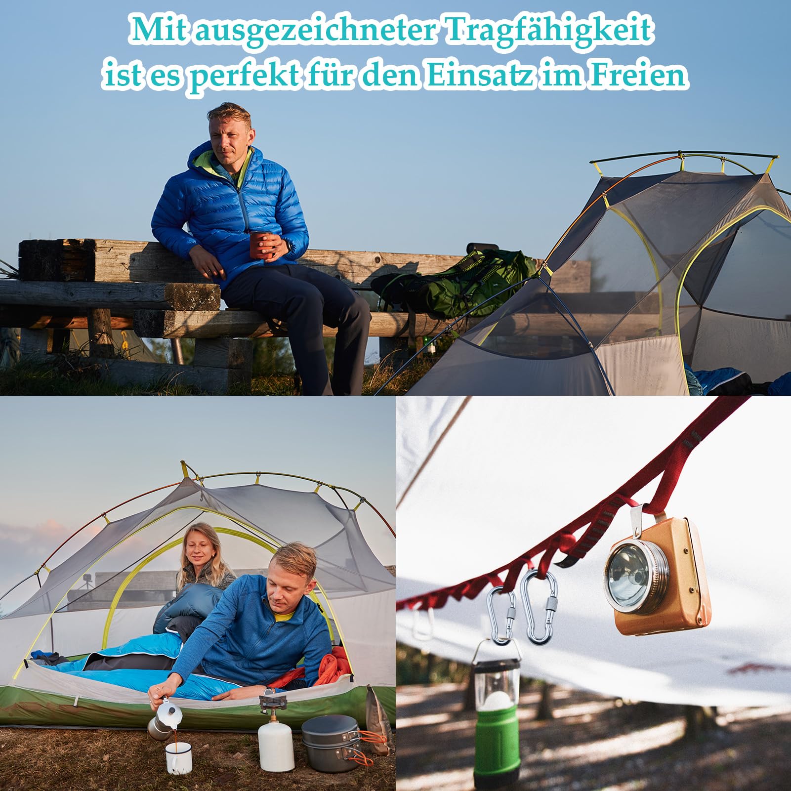 3 Pezzi M8 Moschettone Con Bloccaggio,Moschettone Con Chiusura a Vite,Moschettone molla zincato Alta Qualità,Argento moschettoni antiruggine,per amache, campeggio, pesca