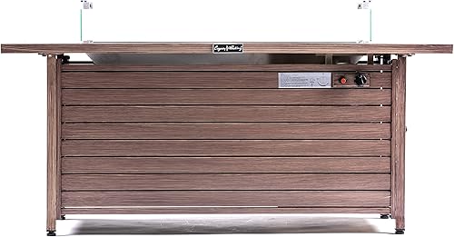 Miniatura 8 de LEGACY HEATING Mesa para fogata de propano de 57 pulgadas, fogata de gas para exteriores de 50,000 BTU, mesa rectangular 2 en 1 con tapa, protector