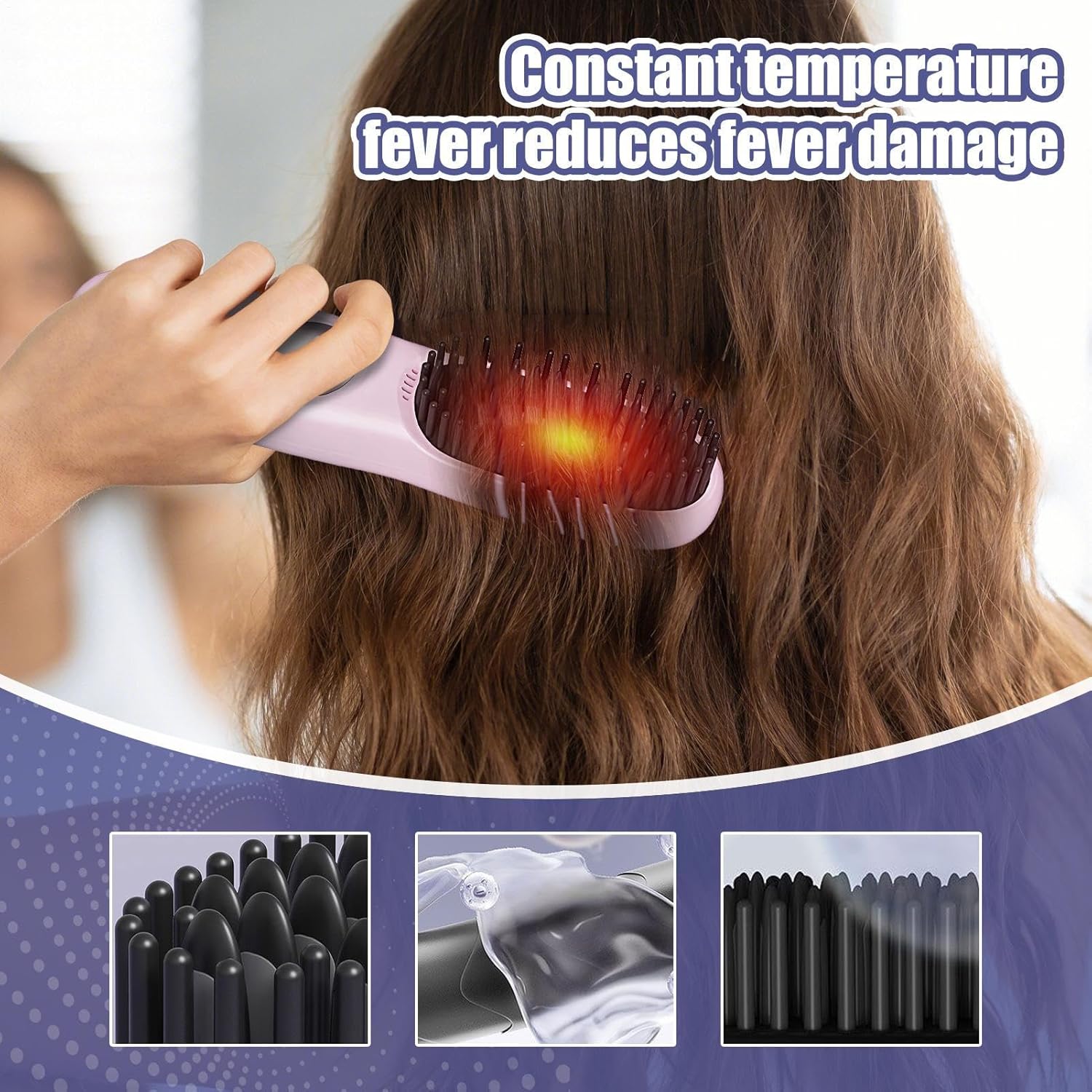 Cordless Straightening Brush - Cordless Hair Straightener Comb | 3 Level Rechargeable Heating Comb for Daily Road Trip Vacation Holiday Commuting Women Men - Image 2