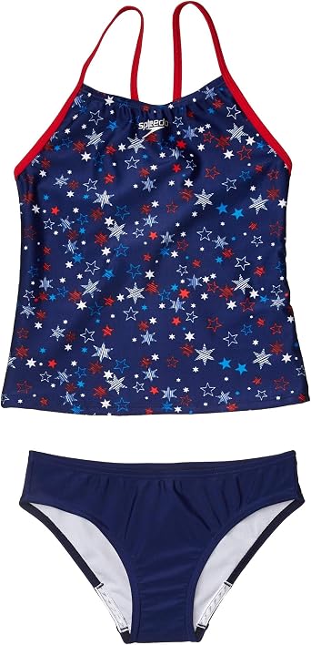 Speedo Girls Swimsuit Two Piece Tankini Thin Strap