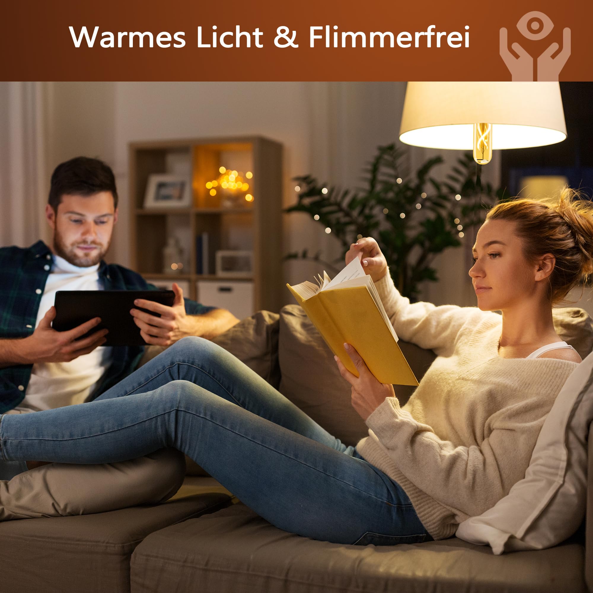 Vintage Glühbirne E27 Dimmbar, E27 LED Vintage 4W T30 300LM 2700K Retro Glühbirne in Stabform 30CM Länge LED Röhre für Industriell und Retro Beleuchtung im Familie Hotel Bar - 4 Stück