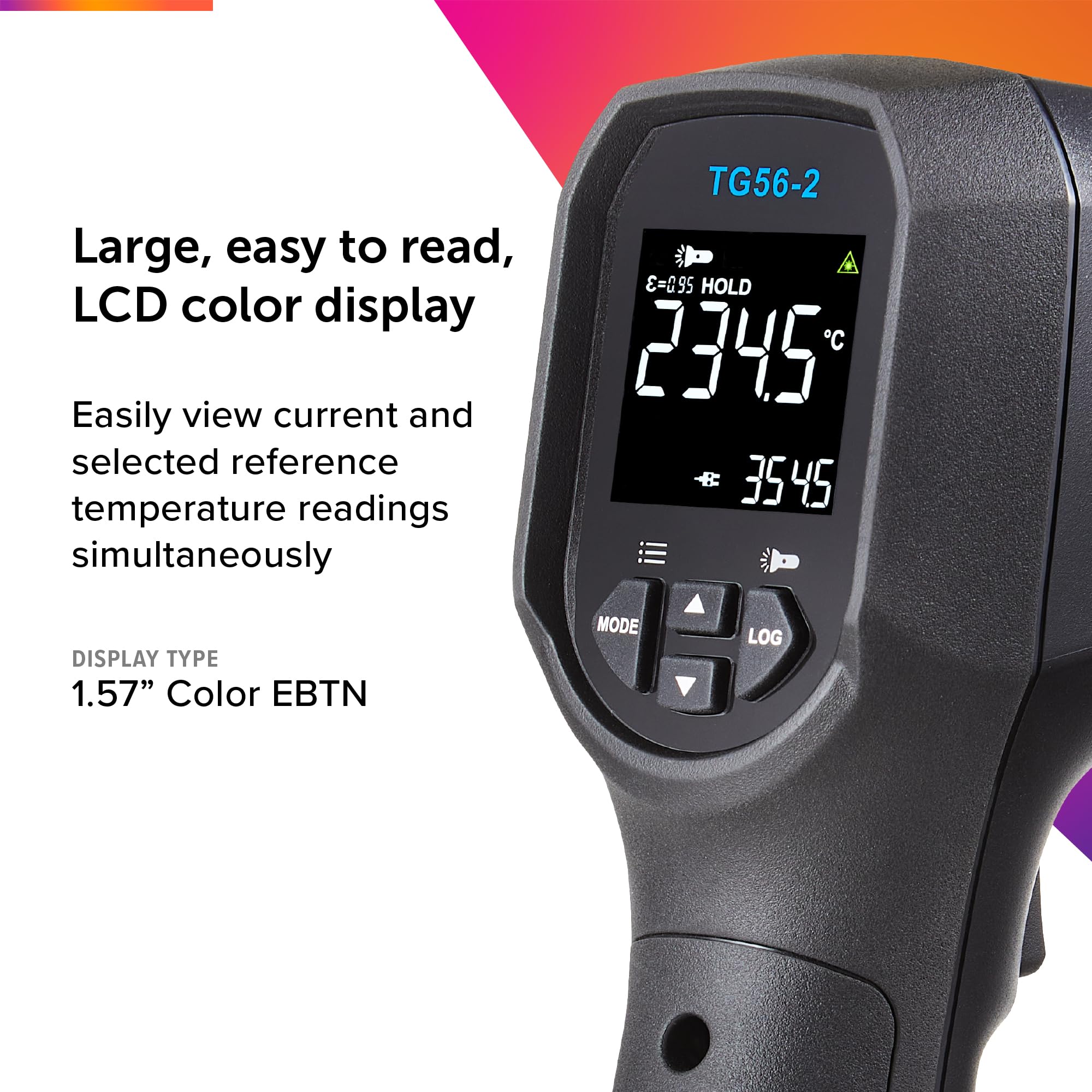 FLIR TG56-2 Termometr punktowy na podczerwień z odczytem cyfrowym: do bezkontaktowych pomiarów temperatury do 2372 stopni Fahrenheita