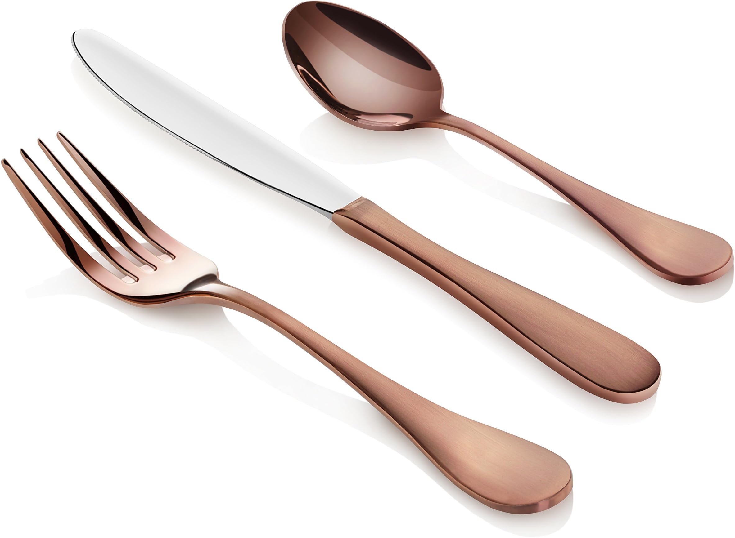 Artaste 56891 Rain 18/10 Stainless Steel Flatware 36-Piece Set, Antique Copper Finished, Service for 12