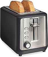 Hamilton Beach Gourmet 2-Slice Toaster: Extra Long Wide Slots, Sure-Toast Tech, 7 Browning Levels, Bagel Setting - Matte Black (22996)