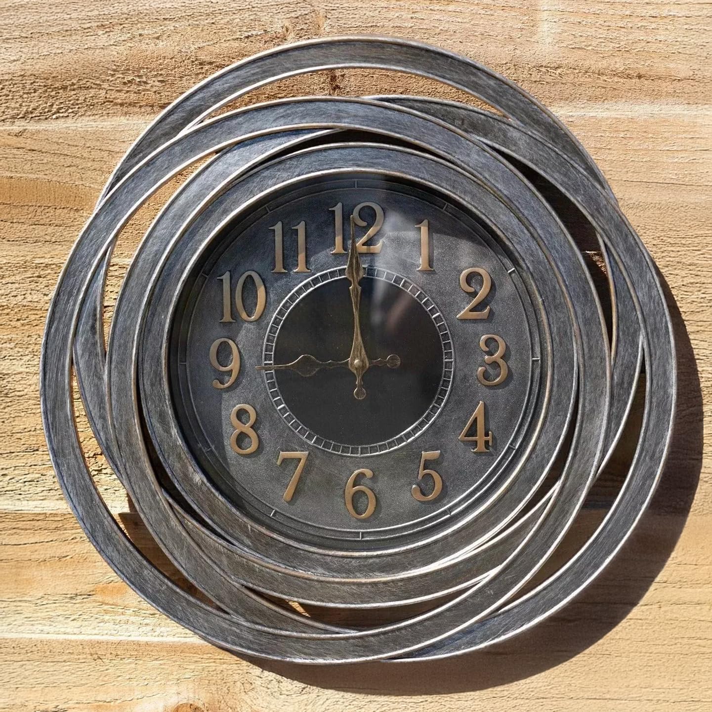 Horloge décorative vintage grand format pour mur de salon ou clôture de jardin