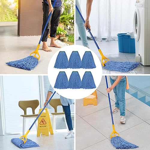 Miniatura 5 de Matthew Cleaning - Trapeador de Piso de Algodón de 16 onzas, Paquete de 6, Repuestos de Trapeador de Cuerda Resistente de Algodón con Bucles