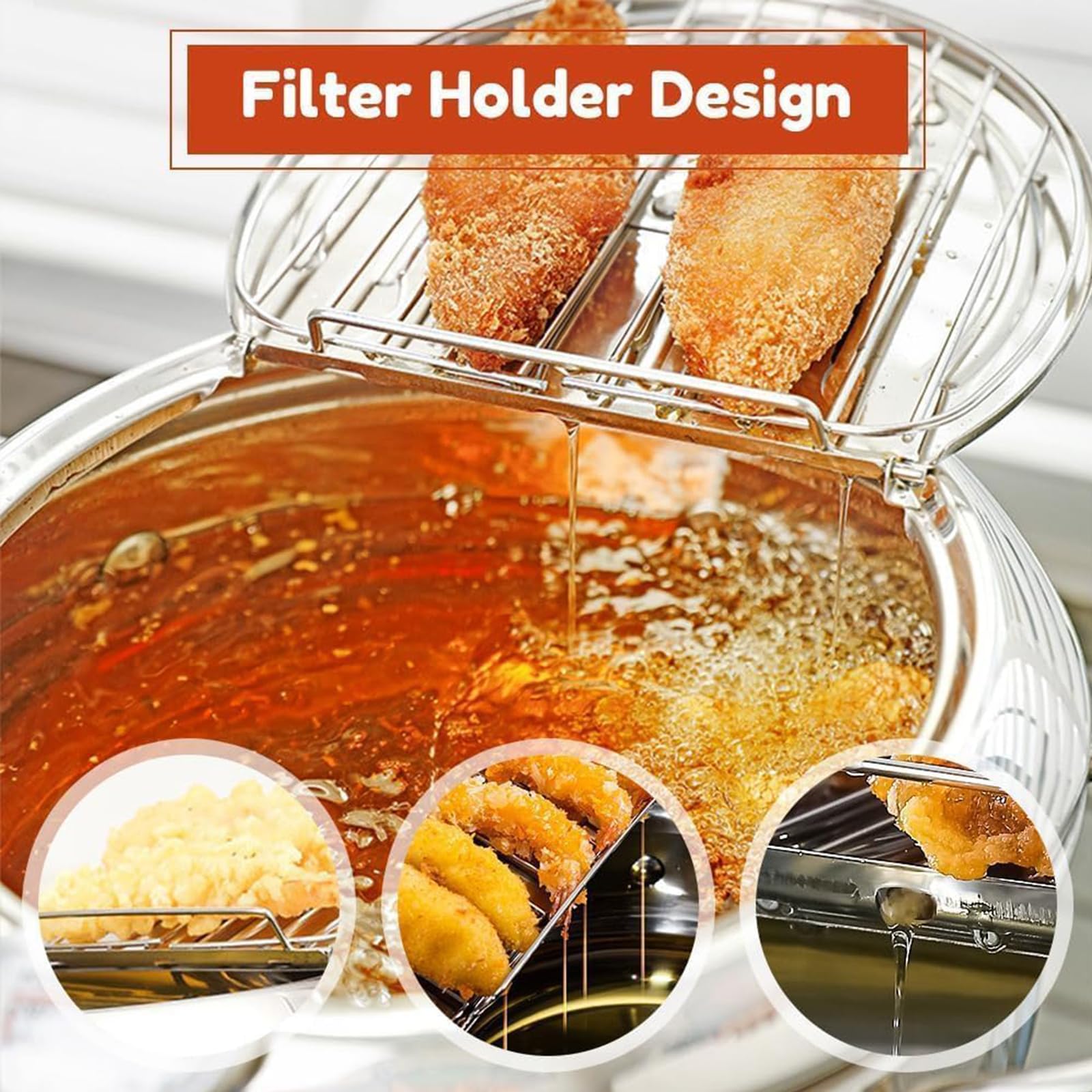 Friteuse Tempura Japonaise, Friteuse en Acier Inoxydable avec Vidange D'huile de Contrôle de la