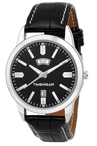 Analog Black Dial Black Strap Formal Day and Date Watch for Men - 195BDTG