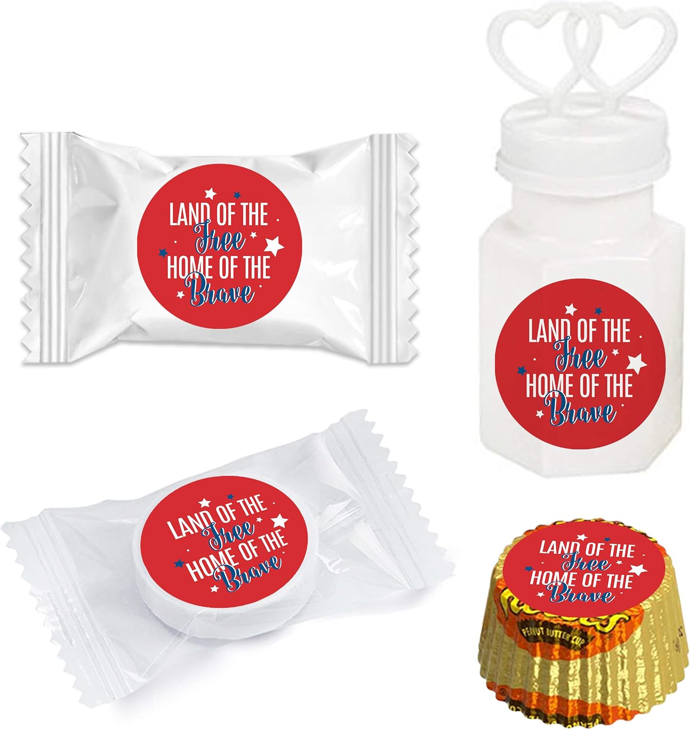 Andaz Press Chocolate Drop Labels - 216-Pack, Envelope Seals, Party Favors for Kisses, Happy 4th of July!