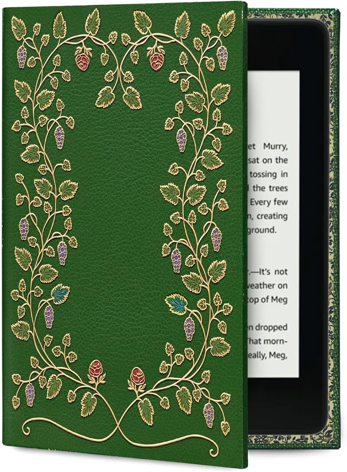 KleverCase Universal Book Cover for eReader Devices with 6 to 7 Inch Screen. Works with Kobo, Nook, Kindle, Sony, Storytel e-Reading Devices and More. (Floral Green)