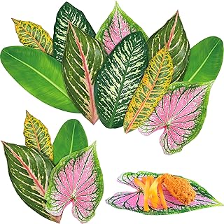 Kisston 100 Pcs Charcuterie Board Parchment Paper Tropical Leaves 8.7 Inch Paper Leaves for Cheese Board Double Sided Tropical Parchment for Holiday Party Decorations Table Food Serving
