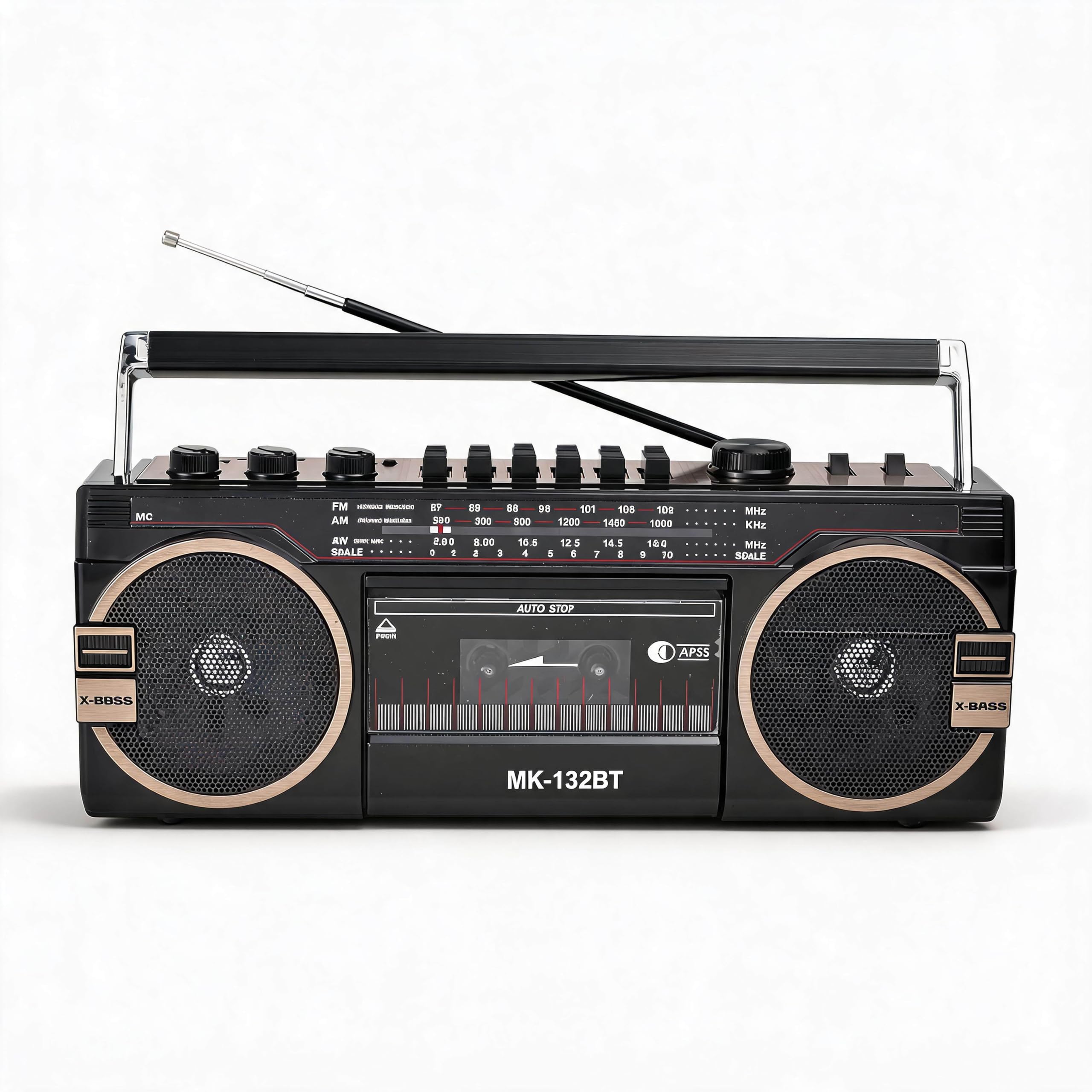 Portable Cassette Player Boombox Am FM Stereo Radio, AC or Battery Powered, Portable Vintage Cassette Tape Recorder, USB TF Card Player, Black, Enchufe estadounidense-image-28