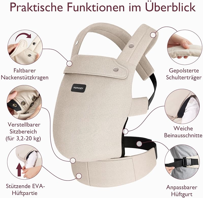 Momcozy Ergonomikus Babahordozó 3-24 Hónapos Kisgyermekeknek, Könnyű és Lélegző
