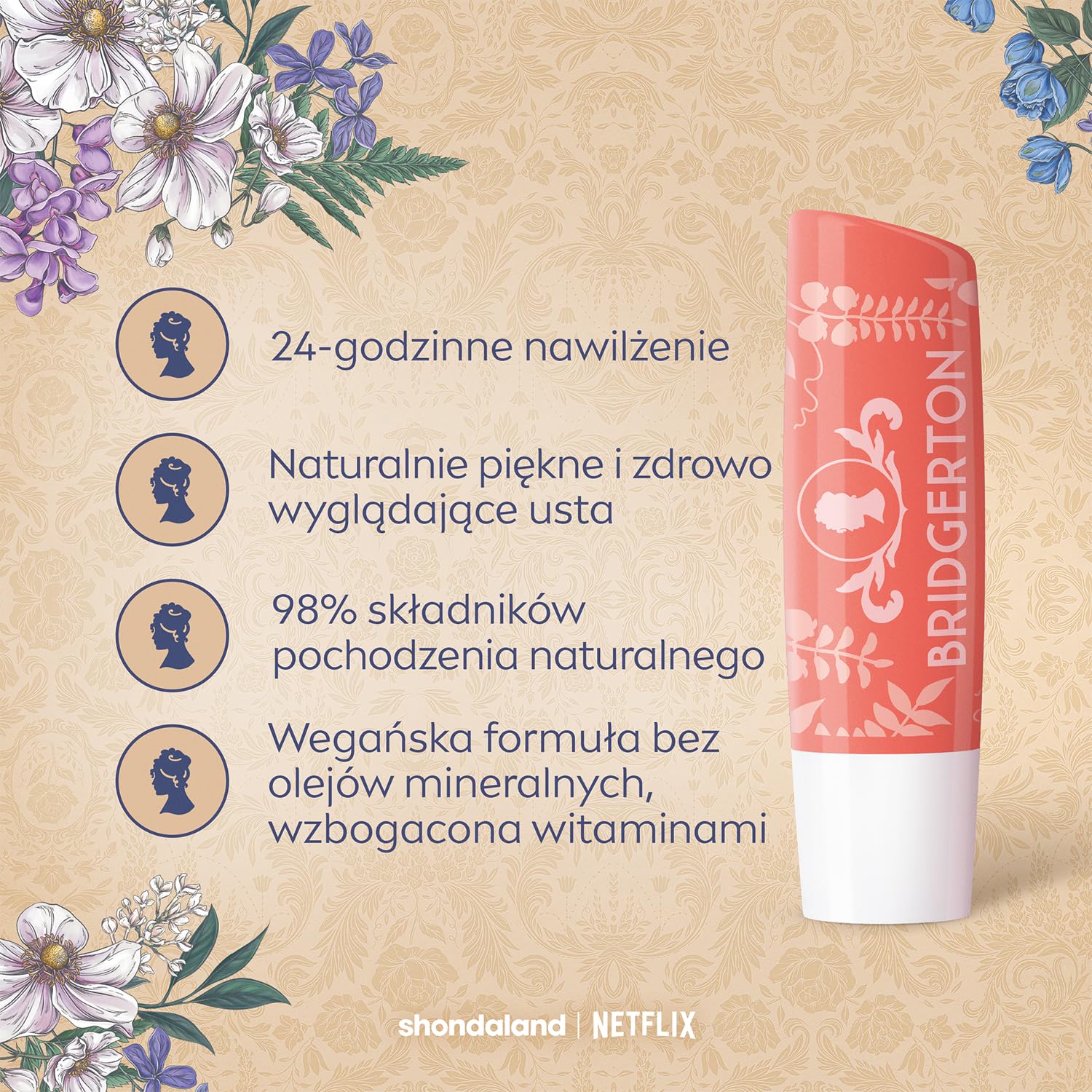 NIVEA Bridgerton Edition Pielęgnująca pomadka do ust Peach Tea Penelope & Colin 4,8g