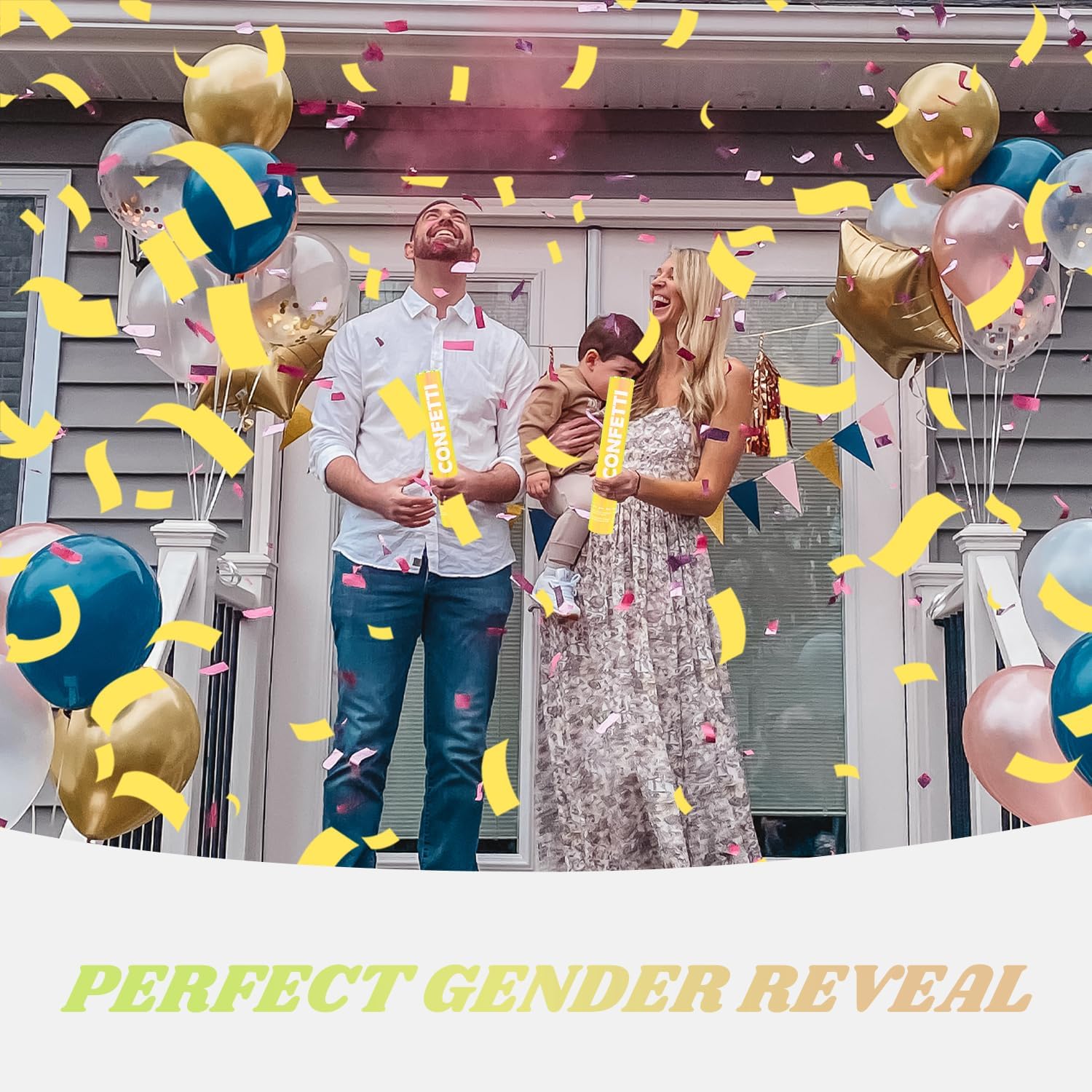 Konfettikanone, gelb, biologisch abbaubar, Konfetti-Popper, 12 Stück, Party-Popper, Shooter, gelbe Stäbchen für Hochzeit, Abschlussfeier, Verlobung, Jahrestag, Brautparty, Valentinstag, Geburtstag