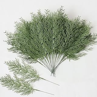 mizii 35Pcs Artificial Pine Branches Green Plants Fake Pine Needles DIY Accessories Greenery Decoration for Garland Wreath...