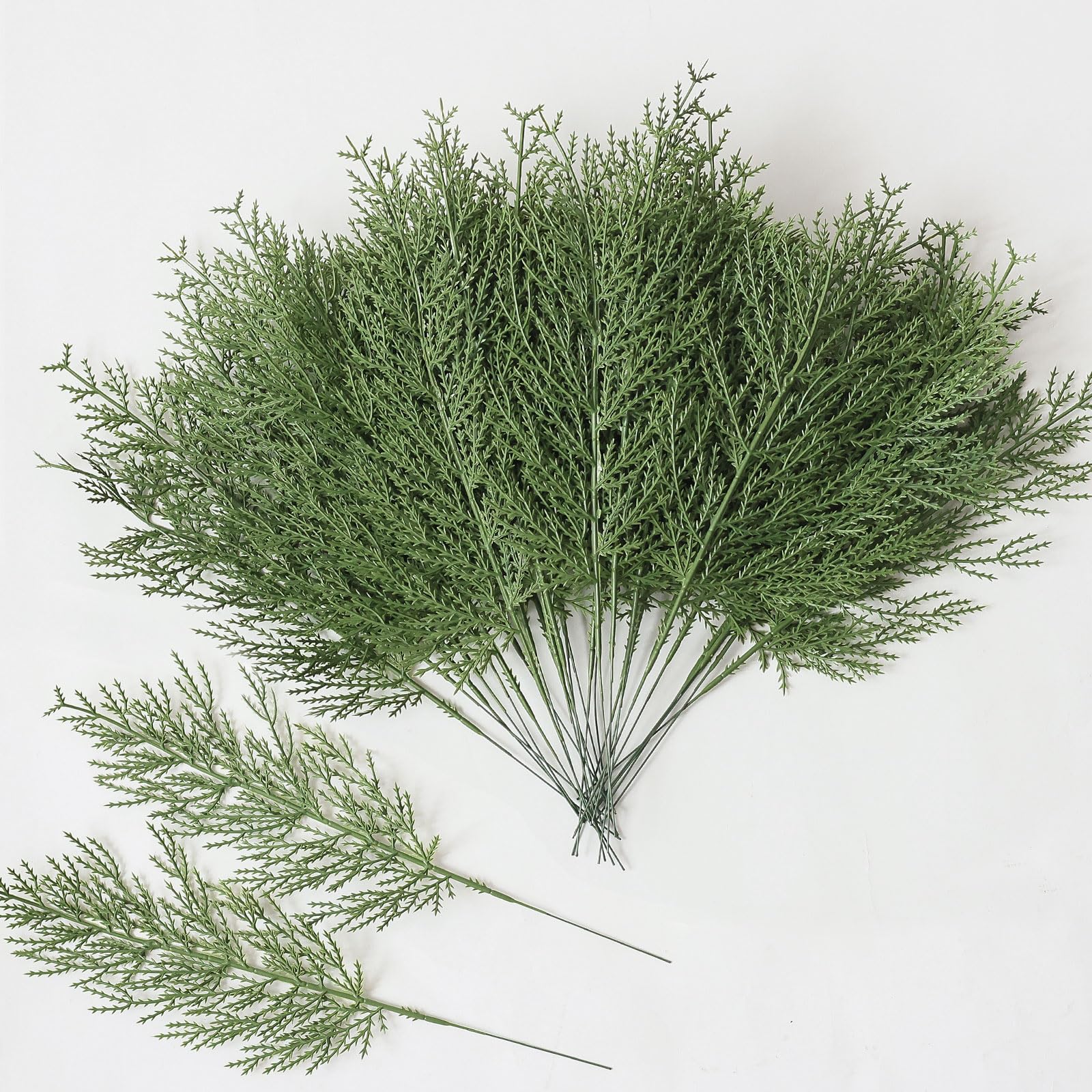 mizii 35Pcs Artificial Pine Branches Green Plants Fake Pine Needles DIY Accessories Greenery Decoration for Garland Wreath Crafts Christmas Embellishing and Home Garden Decor (Green)