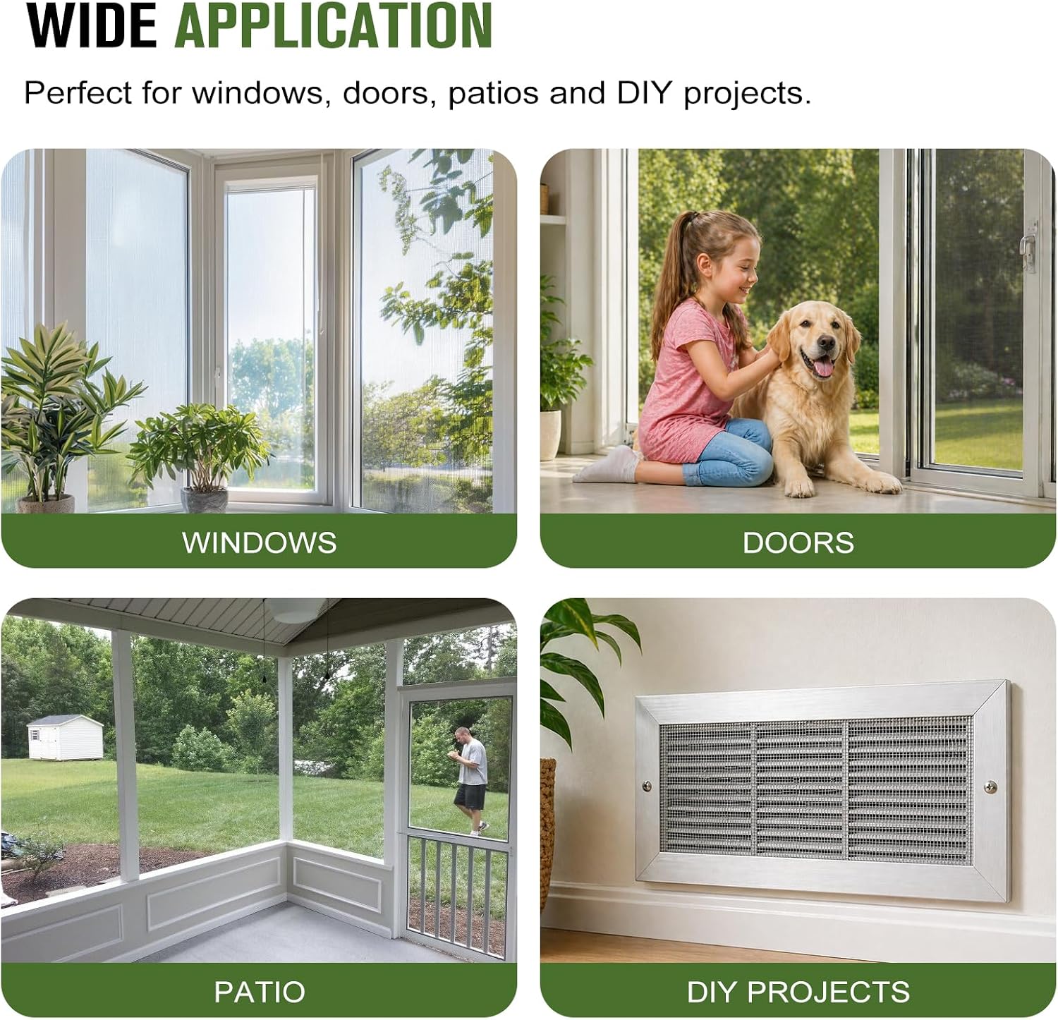 Aluminium Window Screen Mesh 36inx25ft, Durable Replacement Screen for Windows & Doors, Rust Resistant Aluminum Mesh, Easy DIY Cut and Install