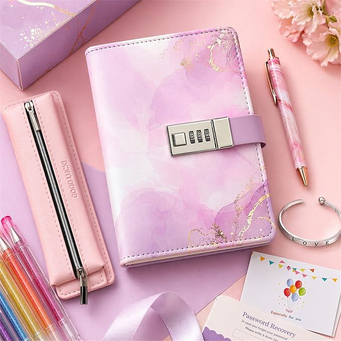 Diario secreto con candado para niñas, set de regalo, 256 páginas miniatura 2