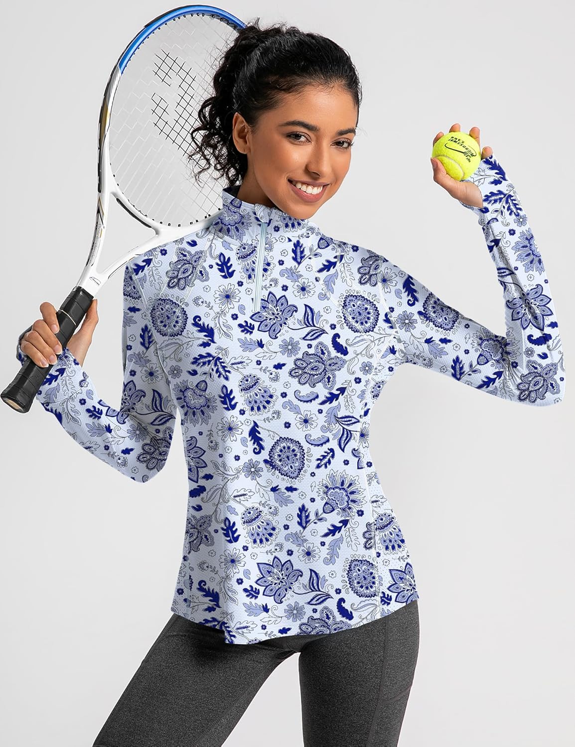 IECCP Womens Long Sleeve Golf Shirts Sun Protection 1/4 Zip Pullover Summer Quick Dry Athletic Hiking Running Workout Tops