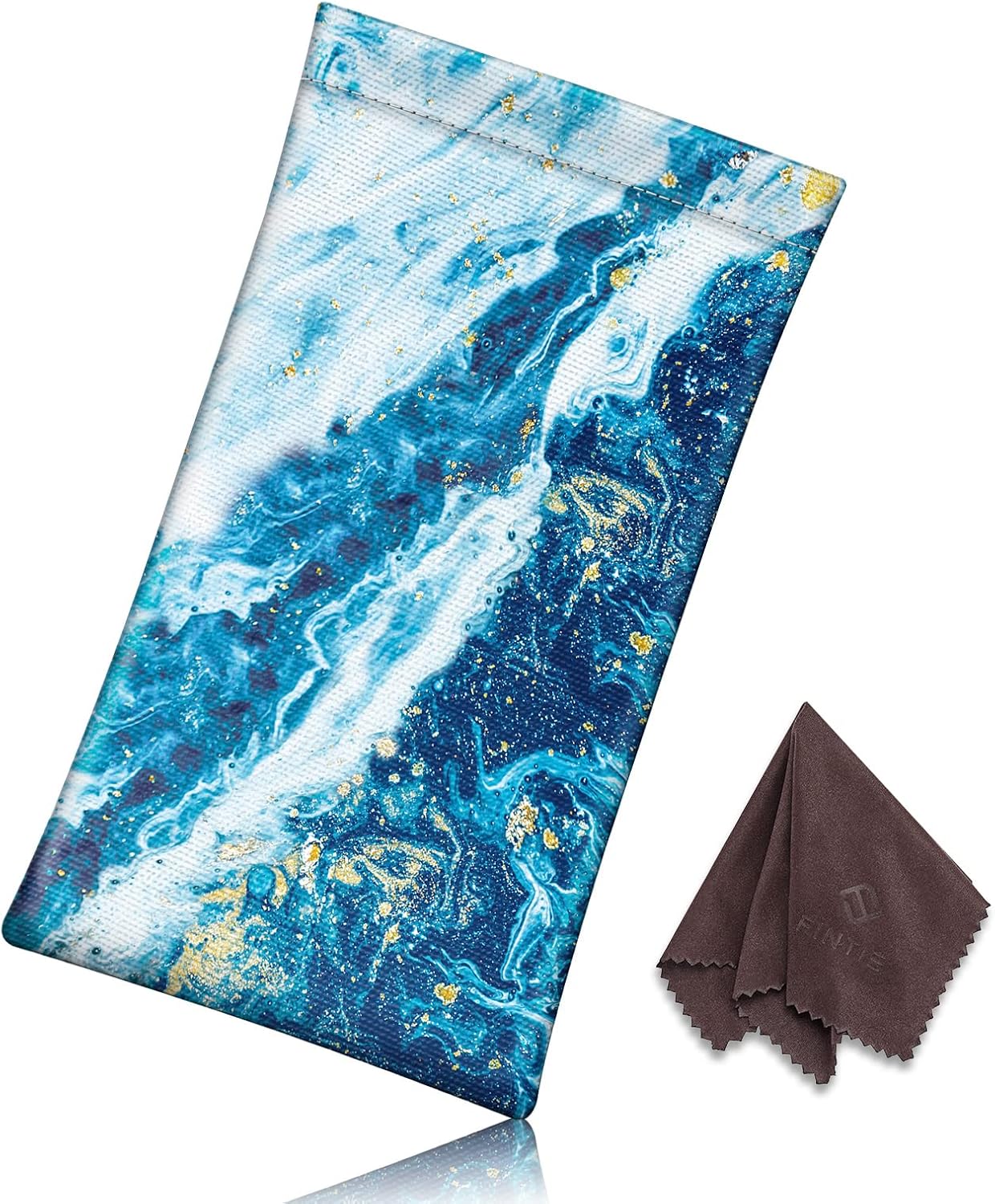 FINTIE Soft Eyeglasses Case with Cleaning Cloth, Portable Squeeze Top Vegan Leather Glasses Pouch, Sunglasses Eyewear Bag - Image 7