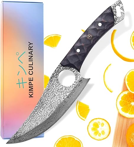 Cuchillo de chef de Damasco (madera de rosa de grano de cereza) (humo de brasa, 11 pulgadas)