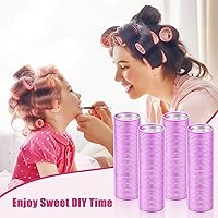 Vista 4 de WILLBOND 4 Piezas Rodillos para Cabello Largo para Flequillo Rizadores de Núcleo de Aluminio Rodillo Térmico de Autoagarre para Cabello Largo